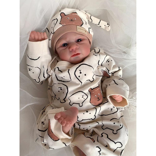 Anano Lifelike Baby Doll 17 Inch Realistic Newborn Baby Doll Boy Reborn Doll Elijah Lifelike Baby Doll with Open Eyes Life Size Premature Toddler Reborn Baby Doll