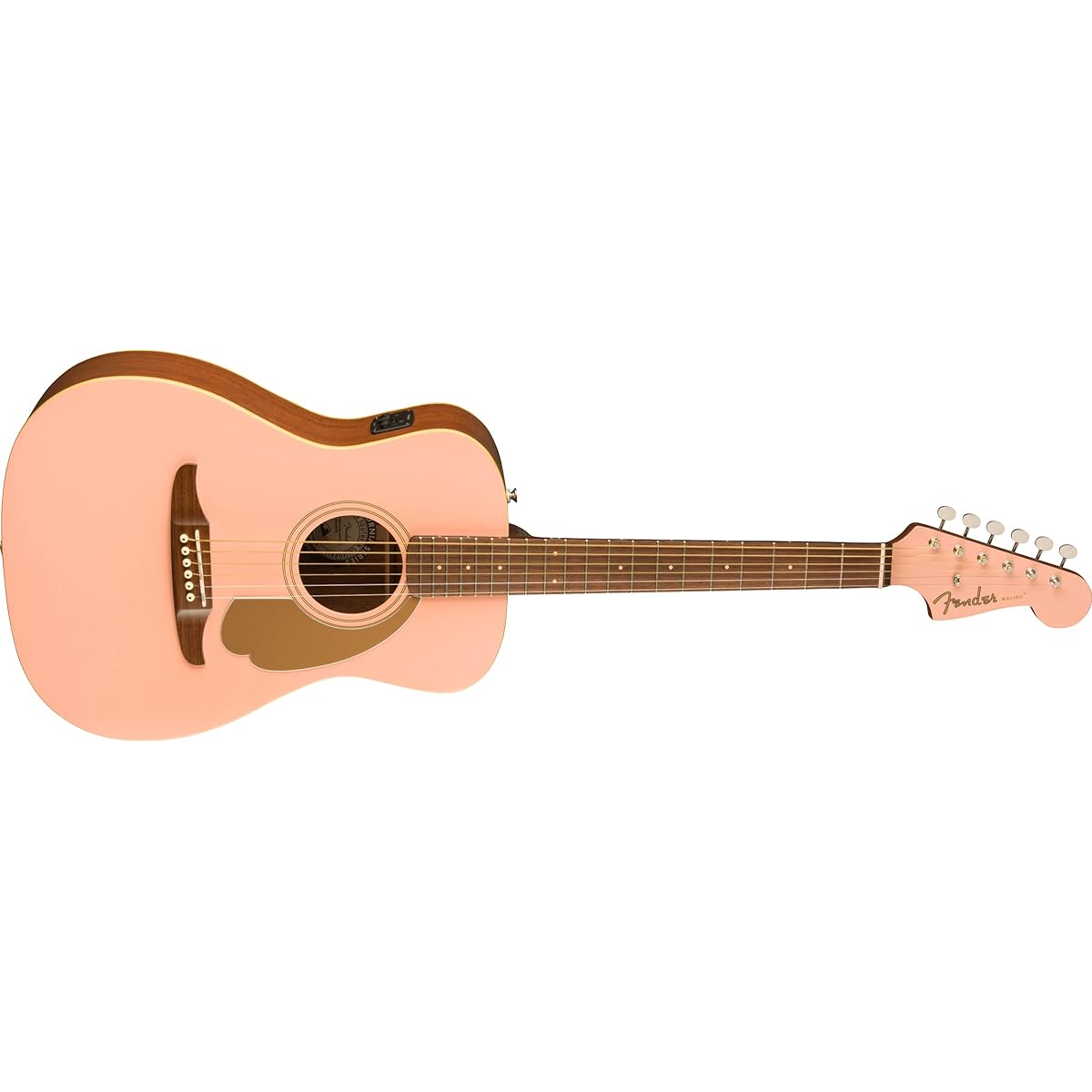 Fender Electric Acoustic FSR Malibu Player, Walnut Fingerboard, Shell Pink with Soft Case