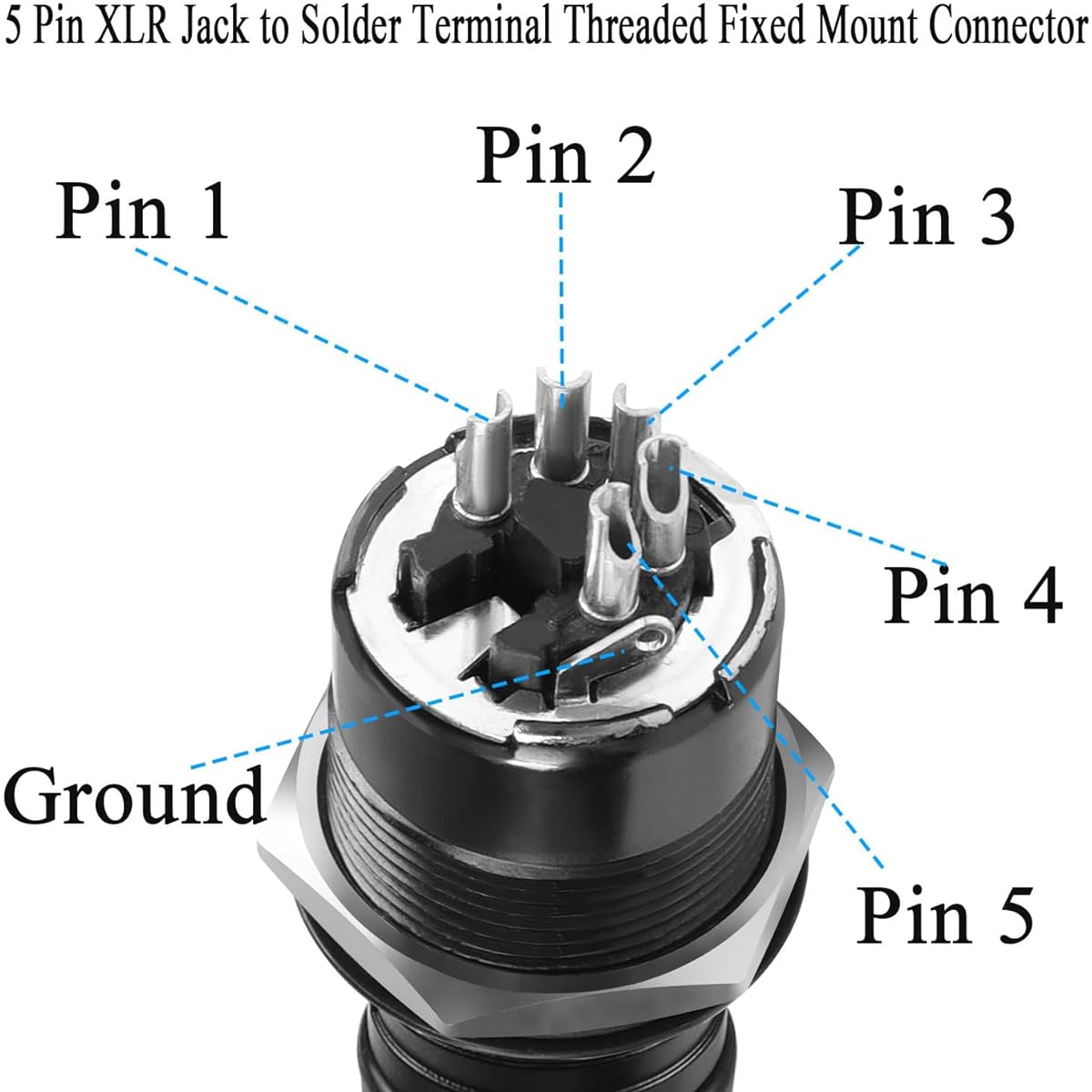 QIANRENON 5 Pin XLR Jack Screw Fixed Solder Adapter 5 Pin XLR Female to Solder Terminal Circular Connector 5 Pole XLR DMX Mount Socket for Sound RDM/DMX Stage Lighting Black