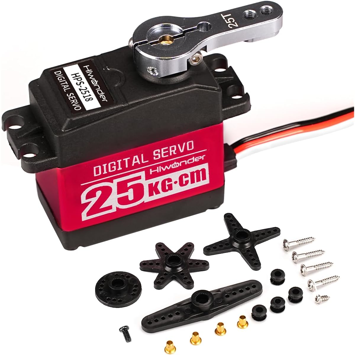 Hiwonder LD-25MG 25kg High Torque Metal Gear Digital Servo Metal Case for RC Car Robot (180° Control Angle)