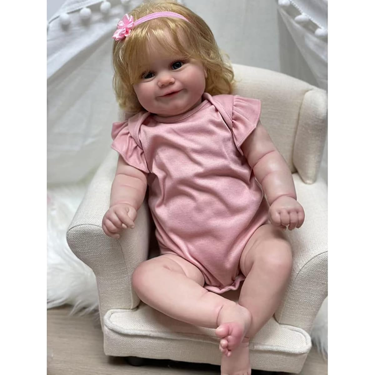 Lonian 45cm/60cm Reborn Girl Doll, Made of Soft Cotton Fabric, Suitable for Children's Toys (60cm)