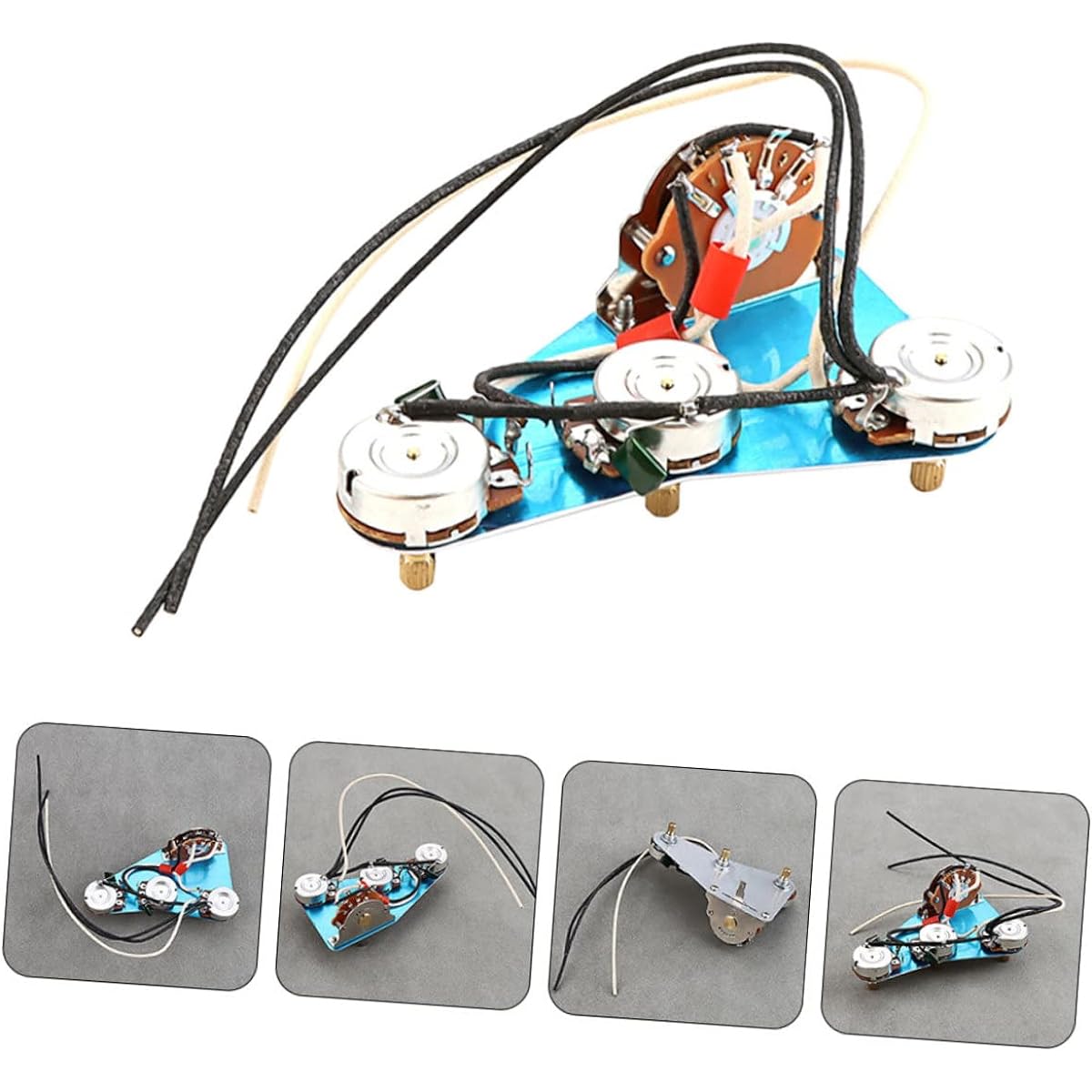 VICASKY 4pcs Aluminum Circuit Guitar Accessories Guitar Parts Control Knobs Silver Accessories Control Plate Knobs Pickup Wire Harness Loaded Control Plate