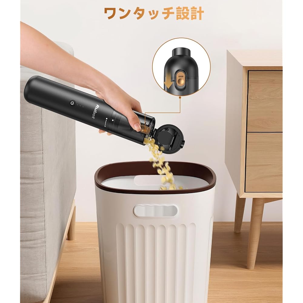 RUBOT Handy Vacuum Cleaner Car Vacuum Cleaner 18000PA Powerful Suction Tabletop Cleaner Cordless Mini Vacuum Cleaner Low Noise USB Charging Computer Cleaning/Keyboard Cleaning/Car Interior Cleaning/Pet Hair Cleaning Japanese Instruction Manual Handy Clea