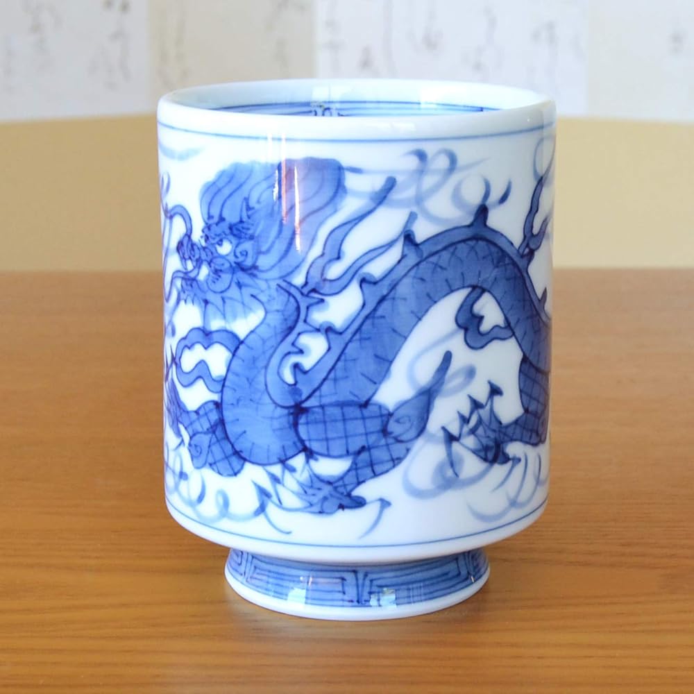 Teacup, Teacup, Extra Large Sushi Teacup, Luxury Arita Ware, Hasami Ware, Handwritten Dragon, Tomiryu, Yumi Tea Bowl, Wooden Box