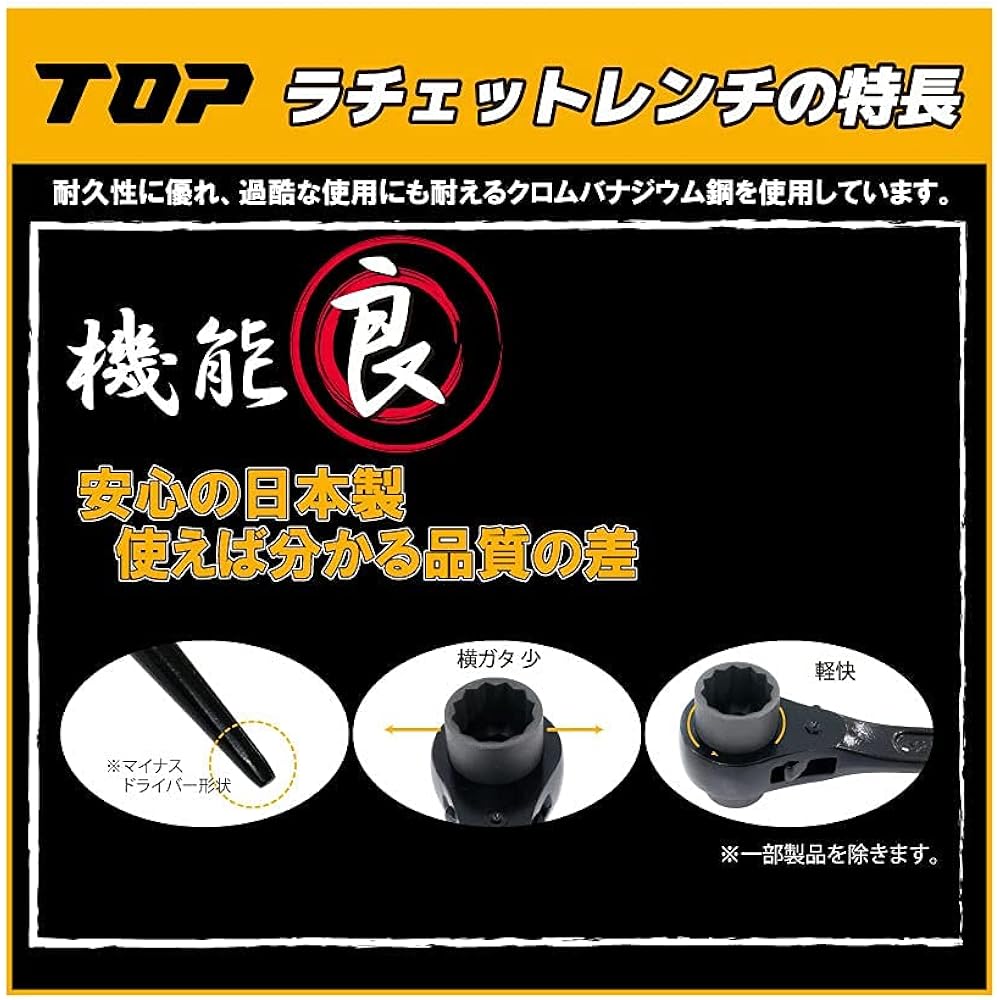 Top (TOP) Double-ended ratchet wrench with thread 10x12mm Cation paint *2 pieces RM-10x12