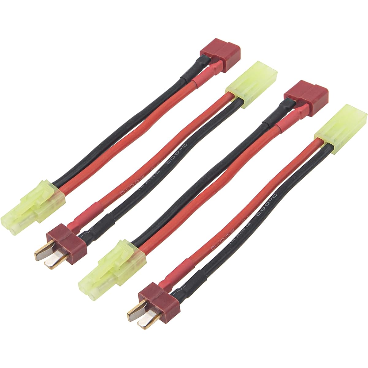 Vgoohobby Airsoft Only 2 Pairs 3.15 Inch Adapter Mini Tamiya Style Connector to Deans T Plug Male Female 16AWG Silicone Cable Wire Adapter Airsoft Battery Pack Only