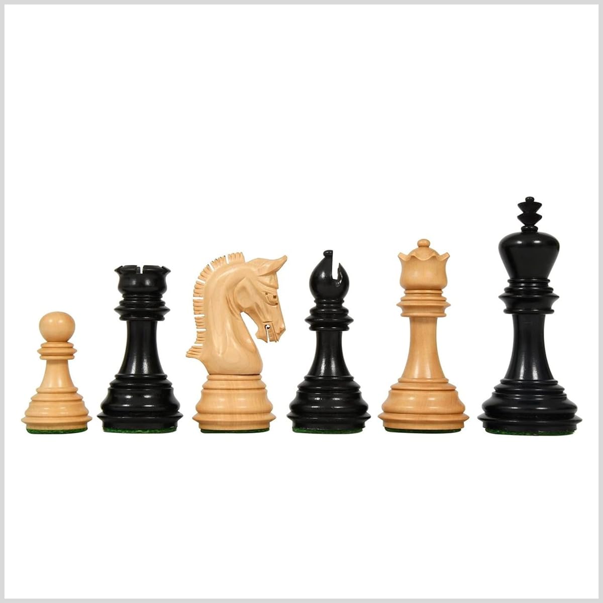 Hastha Kalalu 3.8" Imperial Design Staunton Series Premium Chess Pieces Only, Heavy Ebony Wood Boxwood Hand Carved Chess Pieces with Queen