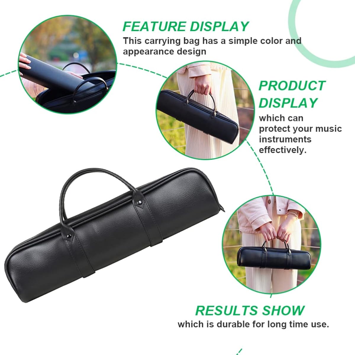 ARTIBETTER Leather Flute Storage Bag Leather Flute Clarinet Storage Bag Soprano Saxophone Case Flute Storage Case for Outdoor Use
