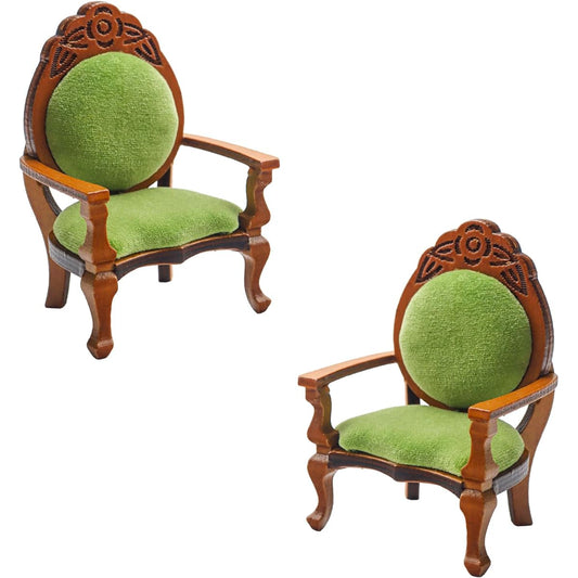 2 Pieces Miniature Armchair Wooden Carving Single Sofa Chair 1:12 Miniature House Furniture Miniature House Accessories Furniture Decoration Birthday