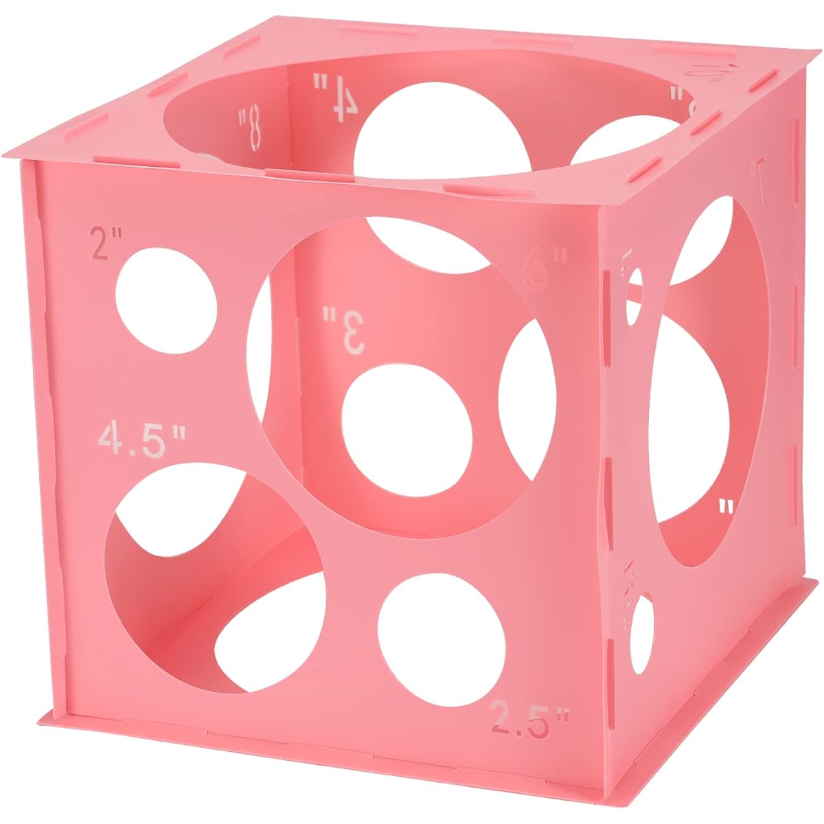 Pllieay 9 Sizes Foldable Plastic Pink Balloon Sizer Cube Box for Balloon Decoration, Balloon Arch, Balloon Column (2-10 Inch)