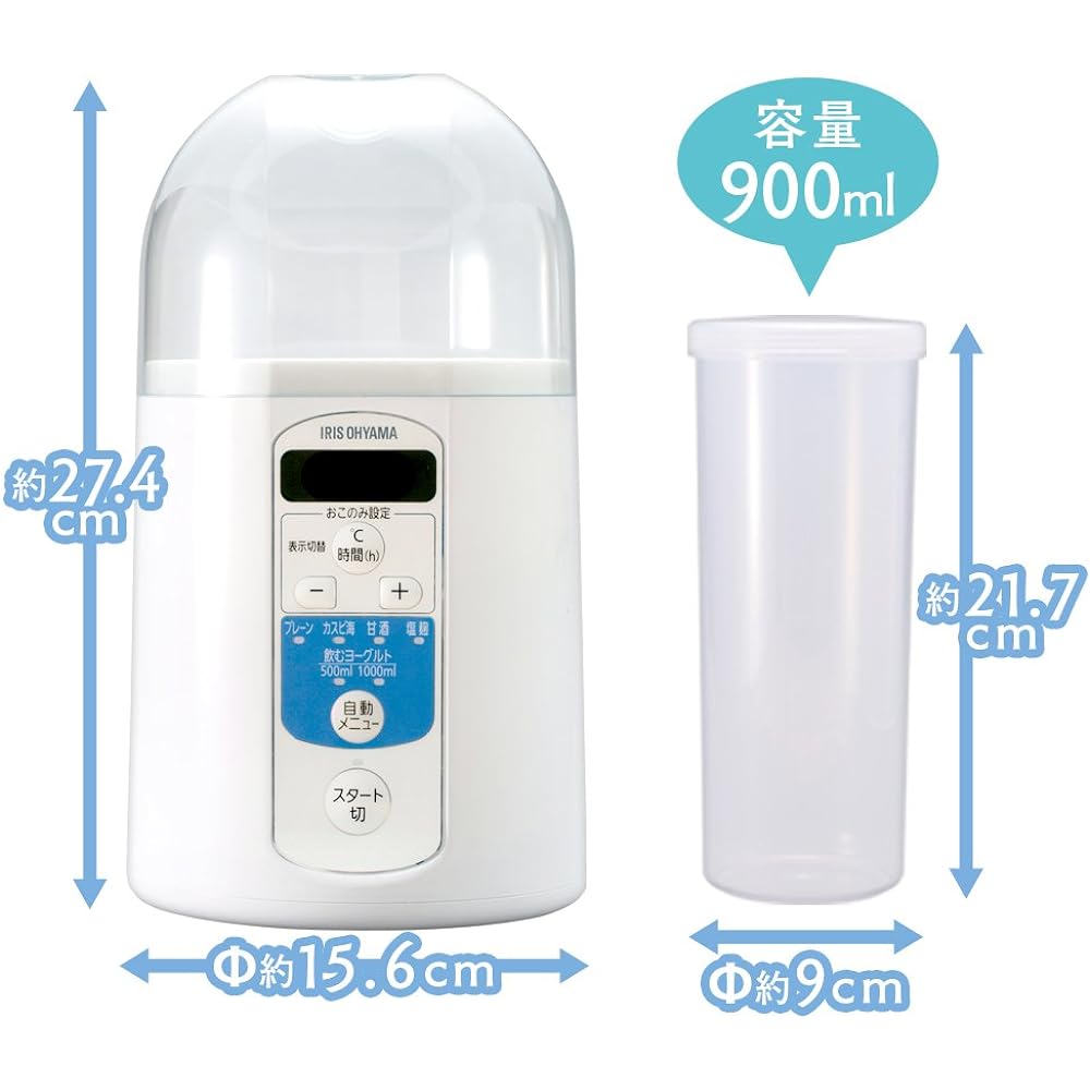 Iris Ohyama Yogurt Maker, Amazake Maker, Drinking Yogurt Mode, Recipe Book Included, Manufacturer's Warranty, Temperature Control Function IYM-013