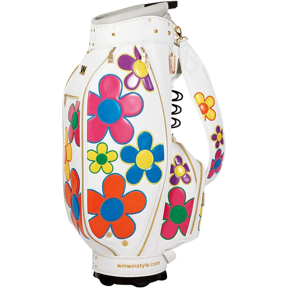 WINWIN STYLE COLORFUL DAISY CART BAG Colorful Daisy Cart Bag GOLD Version Caddy Bag CB-801 WH