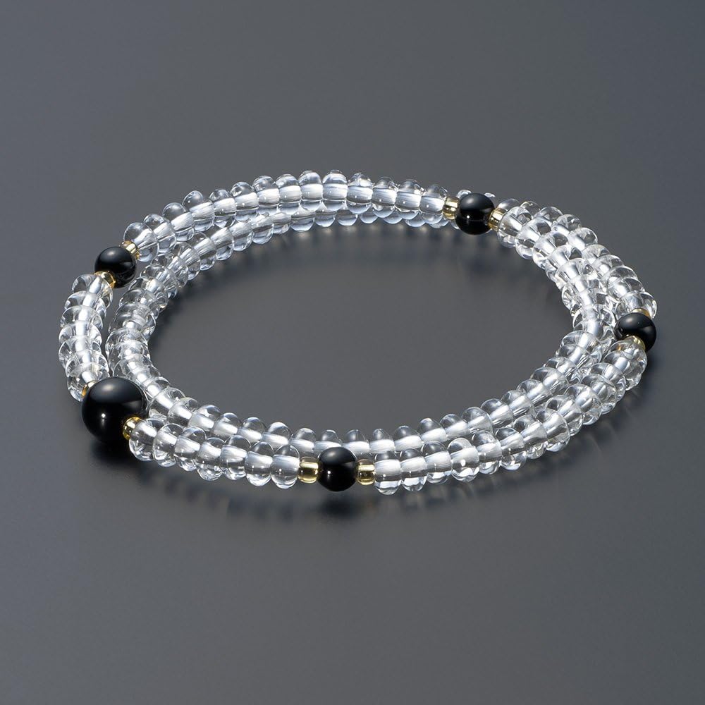 Buddhist Altar Shop Takita Shoten Specially Selected Bracelet Prayer Beads, 108 Beads, Genuine Crystal, Tangerine Beads, Black Onyx Tailor ◆ Genuine (Official) Mala Bead Bracelet, Brace Prayer Beads, Bracelet Prayer Beads, Power Stones, Two Wheels [Certi