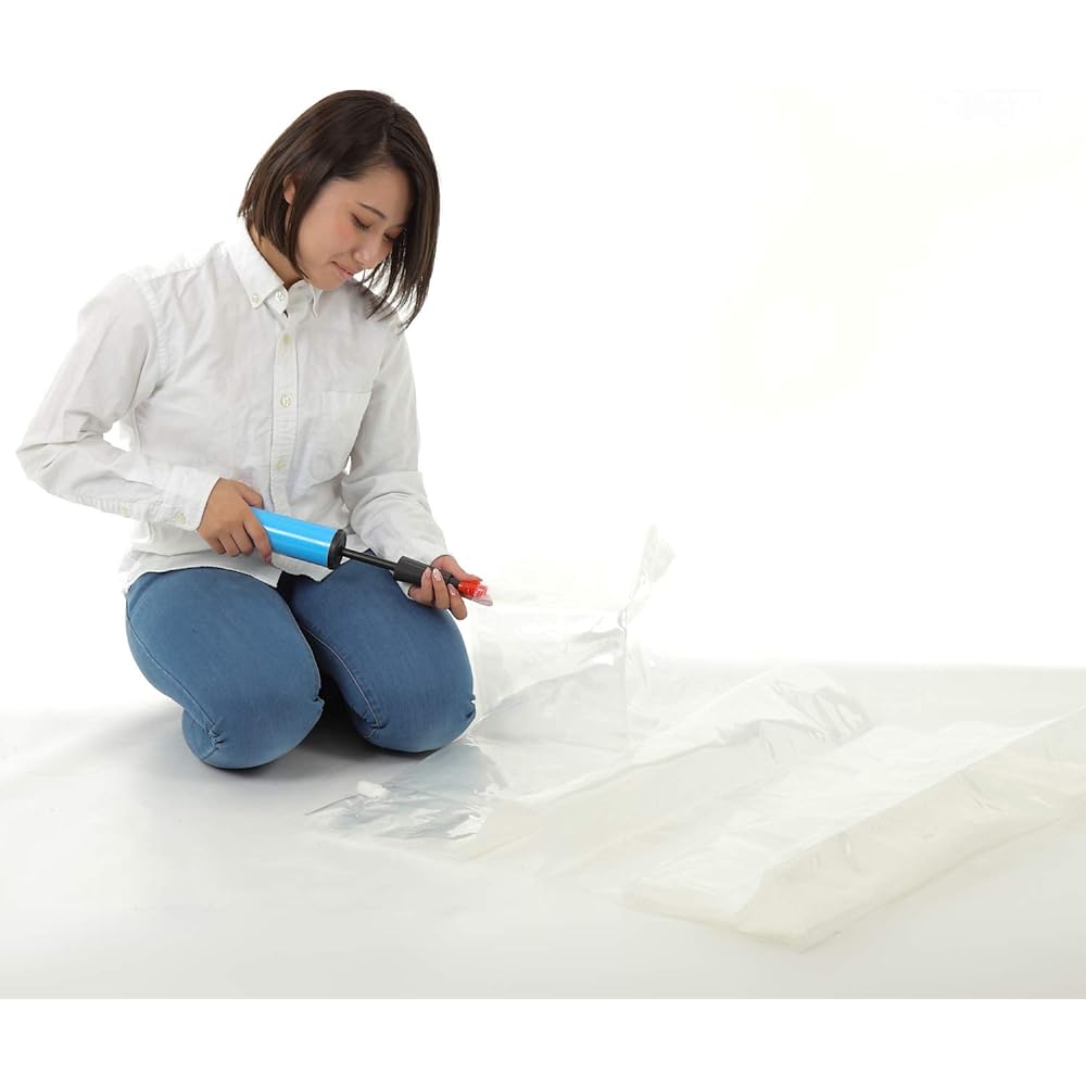 Disaster prevention and crime prevention direct air mat with air pump, compact storage, disaster mat, 195cm long type, safe for tall people