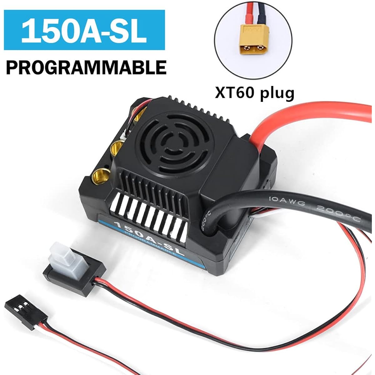 GoolRC 150A Brushless ESC XT60 Plug 2-4S Lipo 5A/5.8V with BEC for 3660/3670/3674 Brushless Motor 1/8 Remote Control Car Off-Road Car