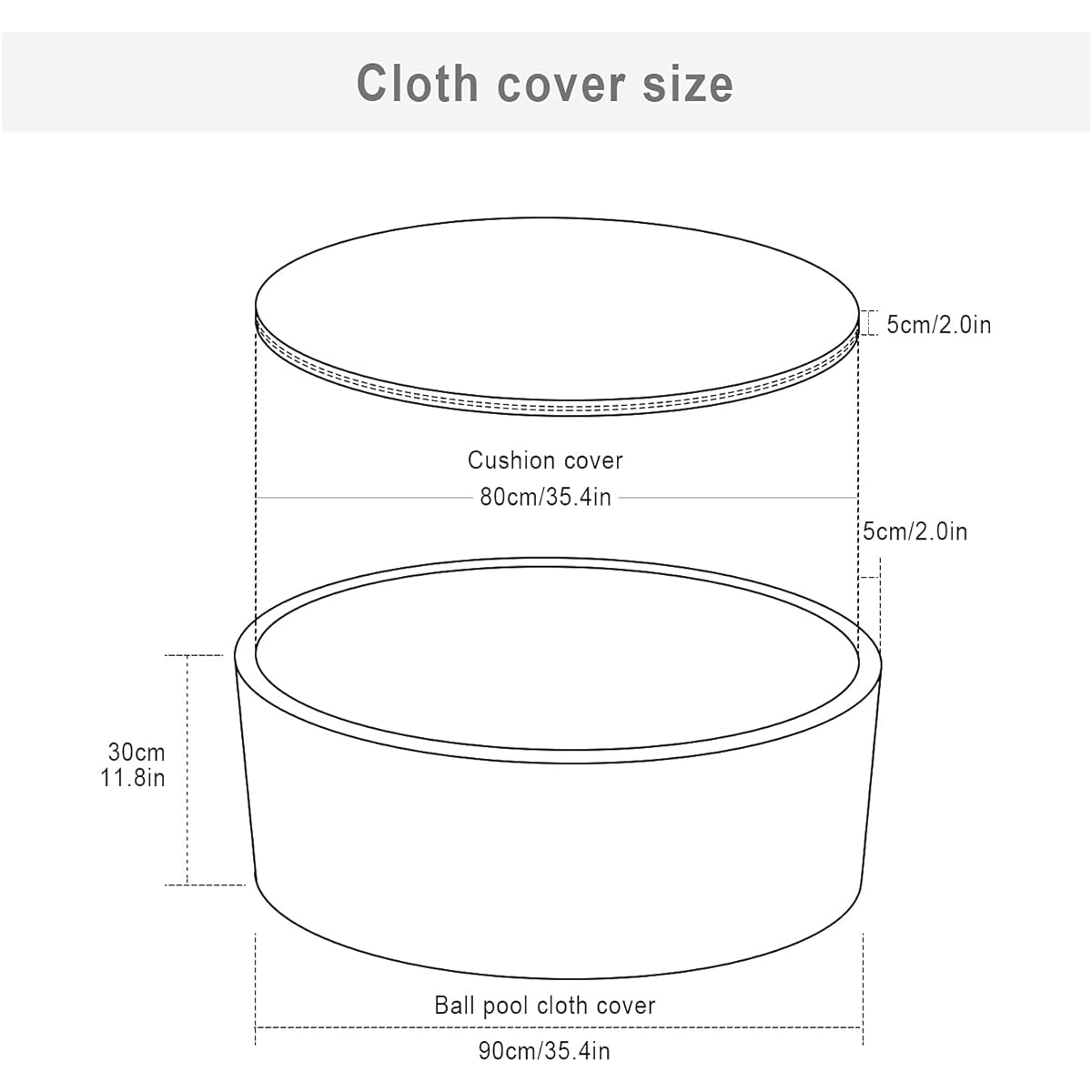 TRENDBOX Ball Pit Cover 35.4 x 11.8 Inch Foam Ball Pit Sponge for Round Ball Pool Sponge Not Included Cover Only Dark Gray