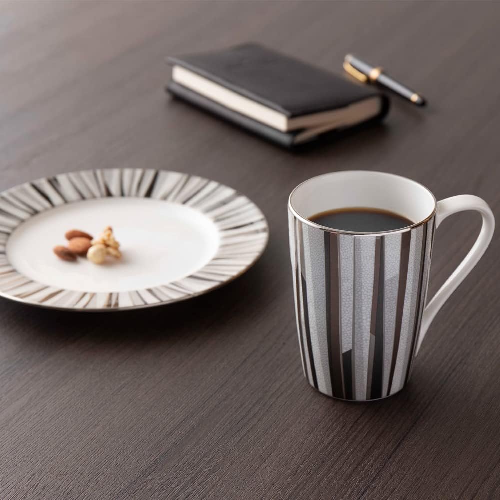 NARUMI Pair Mug Shagreen 380cc 2 Pattern Set Black Orange Modern Simple Pattern Large Present Gift Box Included 97195-21746