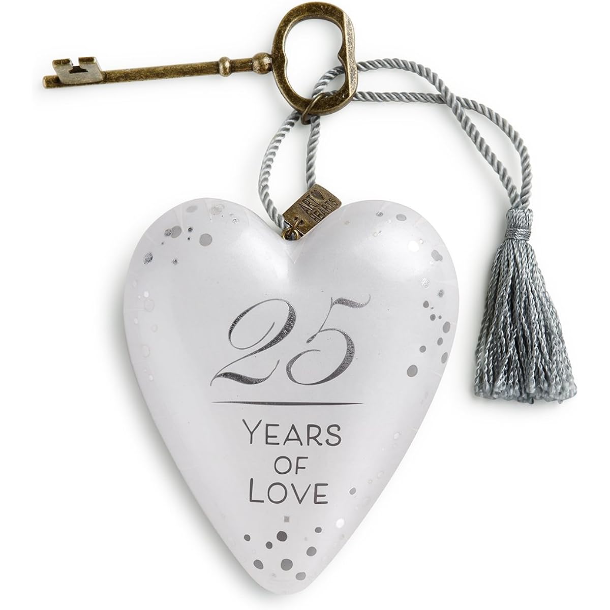 DEMDACO 25 Years of Love 4 x 3 Heart Resin Keepsake Decoration, Pearlescent, Silver Tone