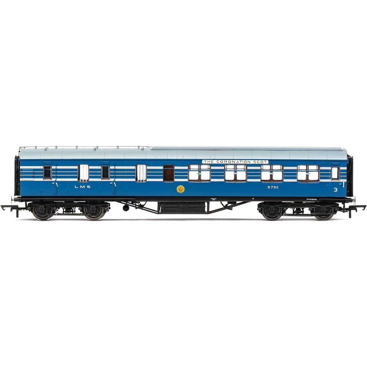 Hornby Stanier Coronation Scot 57ft BTK, 5792- Era 3. Coach & Coach Pack Blue (R40051)
