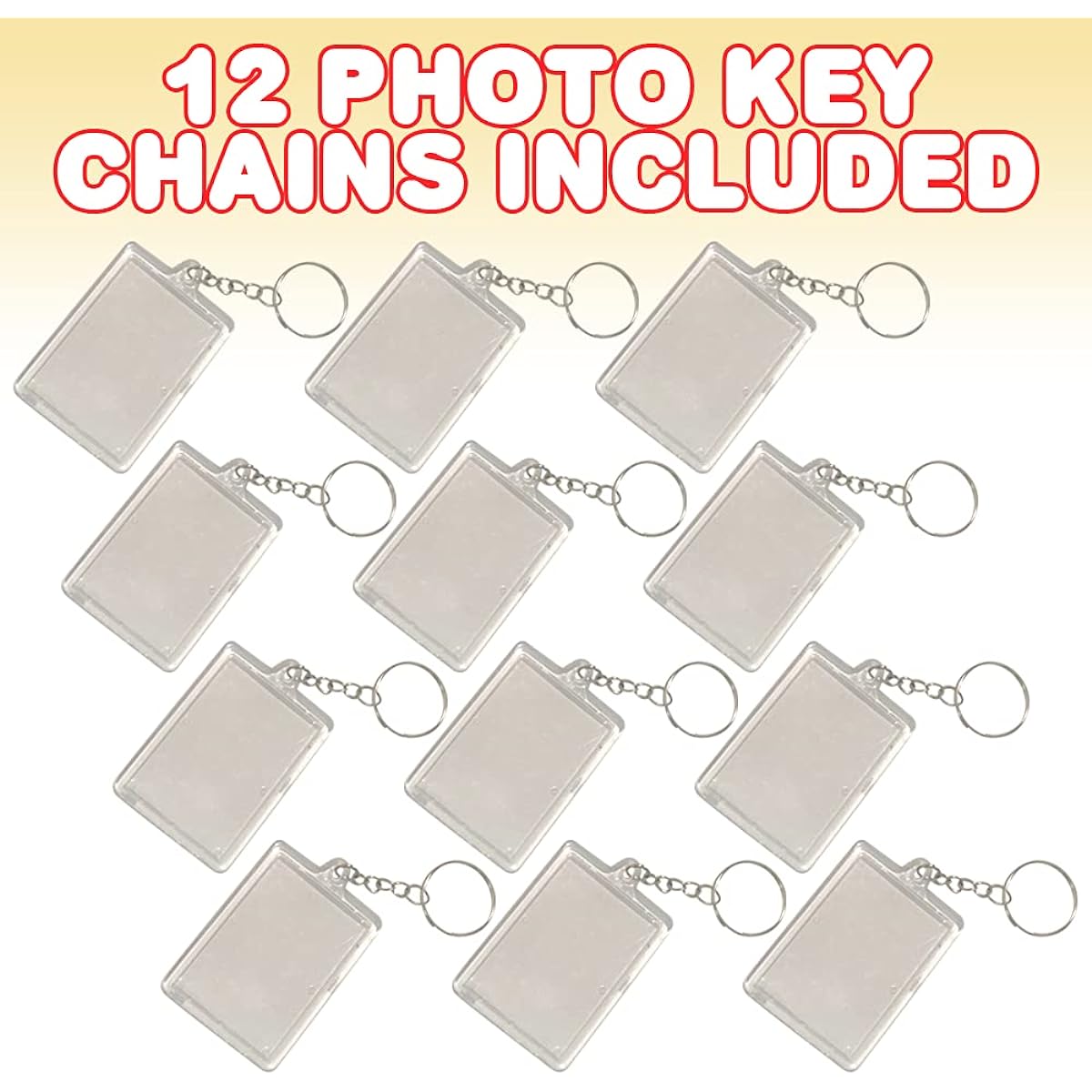 ArtCreativity Photo Keychains for Kids - Set of 12 with Clear Slots for Photos - Classic Keychains, Backpack Charms, Stocking Stuffers, Party Favors for Adults and Kids