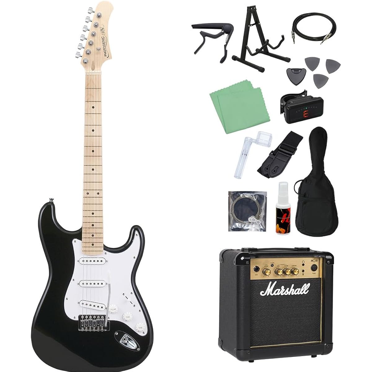 Photogenic ST-180M BK Electric Guitar Beginner 14-piece Set [Includes MG10] Stratocaster Type Photogenic