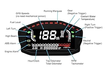 LED Indicator Odometer Fits Kawasaki 2/4 Cylinder Universal RPM Motorcycle Instrument GPS Speedometer Digital Odometer Gauge Tachometer