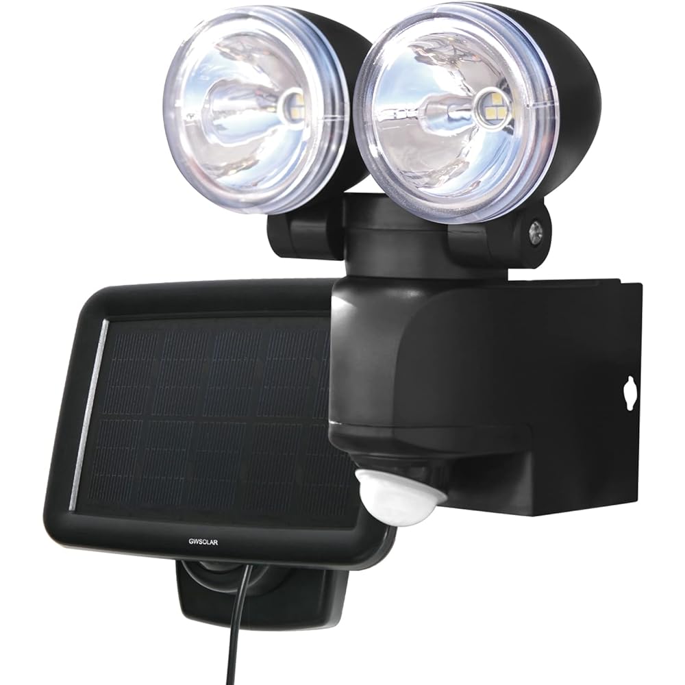 Comes with a 1.3W large solar panel that fully charges in about half a day!! GWSOLAR LED motion sensor light [Set of 2] Compact design, 2-light type, waterproof specification, brightness 500 lumens, white color, 5m coat, clamp stand included, various ins