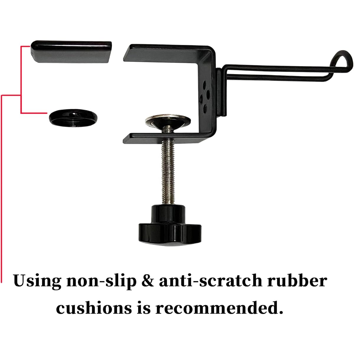 Fabias Headphone Hanger Headset Hook with Adjustable Clamp Under Desk, Horizontal or Vertical Mount, Pack of 1 Black