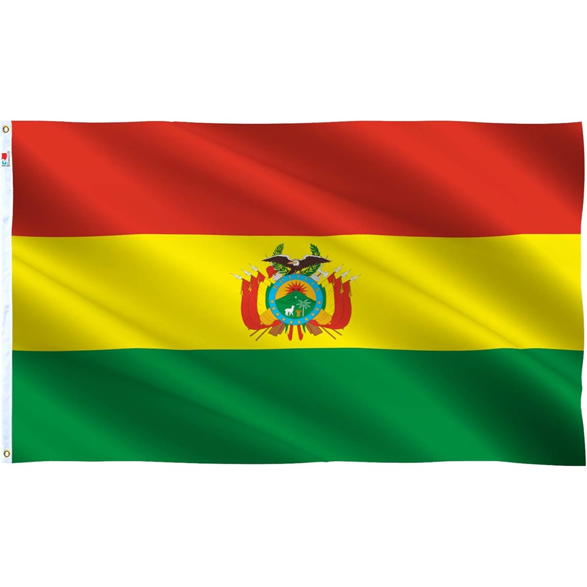 Bolivia Flag 3x5ft Large Outdoor Indoor Double Sided 100D Polyester Canvas Header with Brass Grommets for Easy Display 3ft x 5ft Bolivia Flag