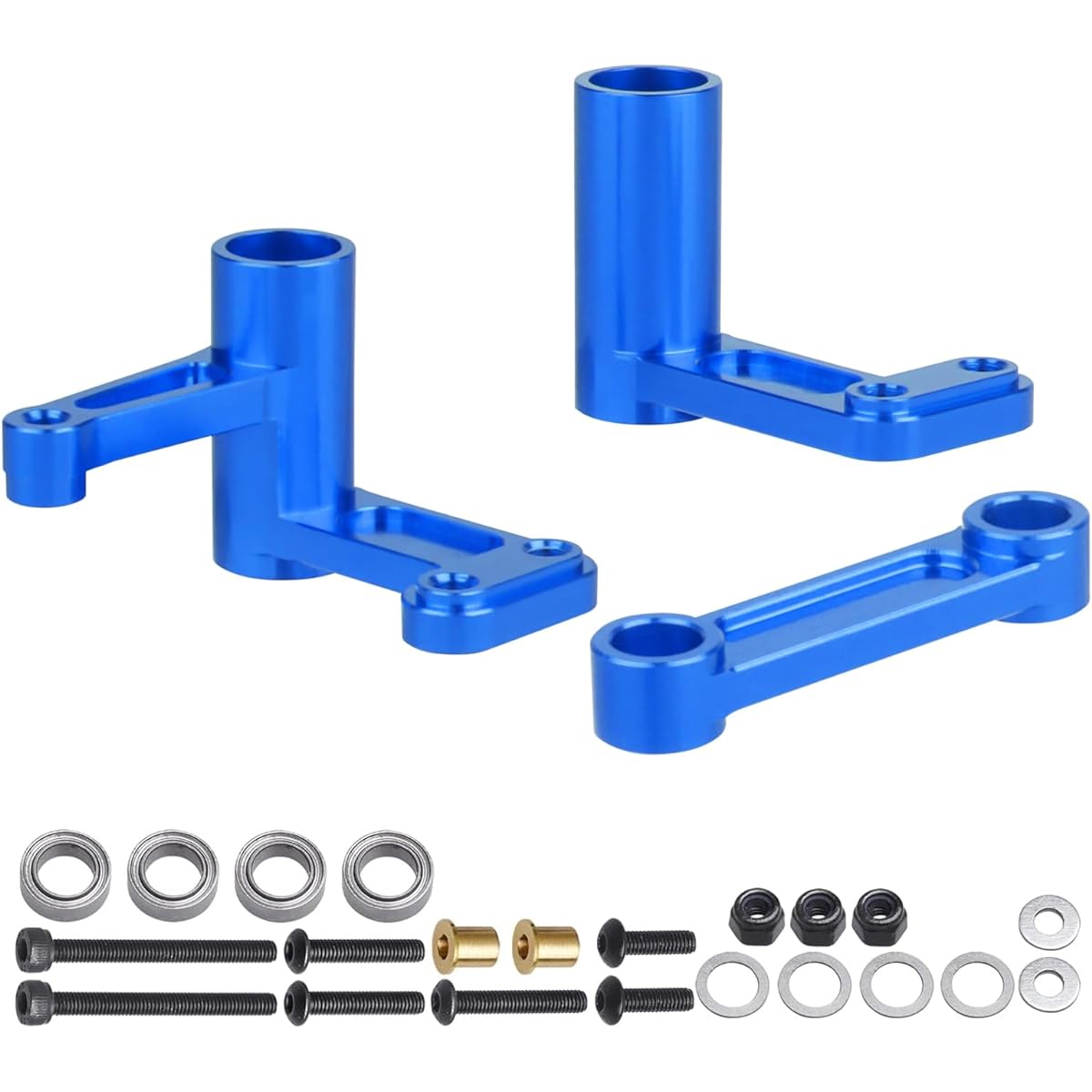 CrazyHobby Aluminum Steering Bell Crank Drag Link Set for 1/10 Traxxas Slash 2WD Rustler VXL Bandit Replacement Part 3743(Blue)