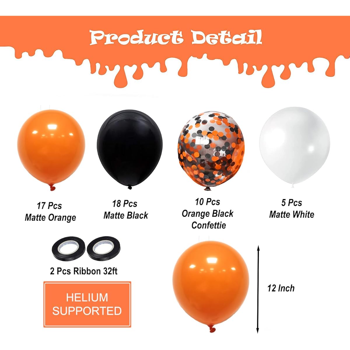 Halloween Balloons Black Orange Balloons Set 55pcs 12inch Black White Orange Confetti Latex Balloons Halloween Balloons for Halloween Celebration Party Bar Anniversary Graduation Decorations