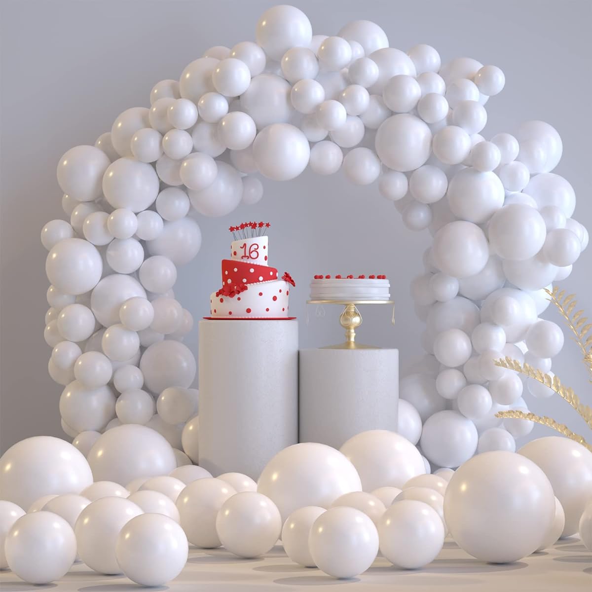 JINRUCHE Decorative Balloons 100pcs White Balloons Different Sizes 18 12 10 5 Inch Kit Thick Balloons for Party Birthday Wedding Halloween Christmas Anniversary Vacation Decoration