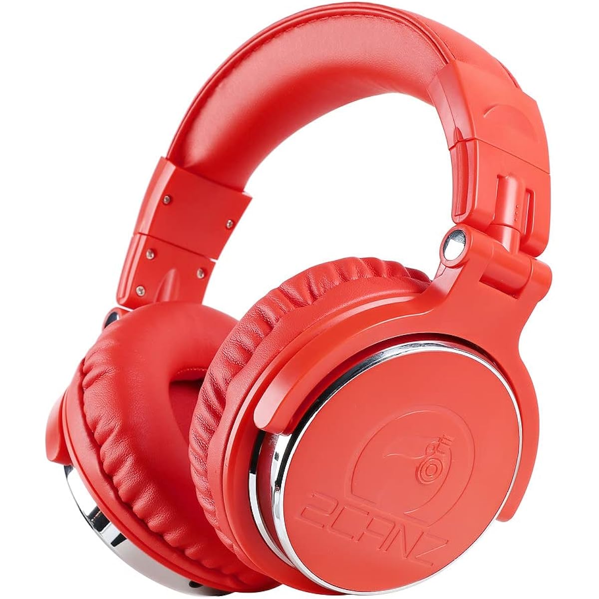 2CANZ Red DJ STAKZ Edition Over-Ear Professional Wired DJ Headphones - Reinforced 50mm Neodymium Drivers Closed Back Plush Comfortable Ear Cushions 8-Way Adjustable Ear Pads Foldable