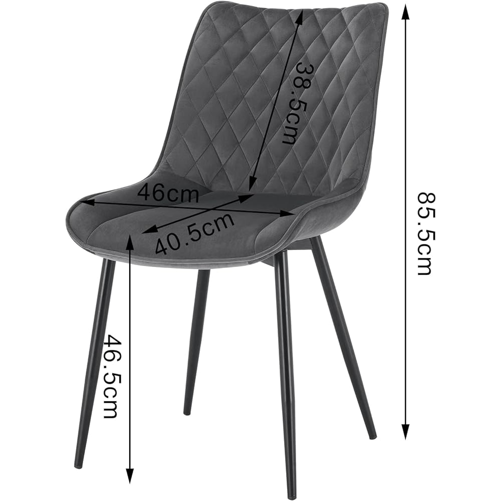 WOLTU Dining Chair Set of 2 Designer Chair Metal Leg Dining Chair Stylish Scandinavian Dark Gray