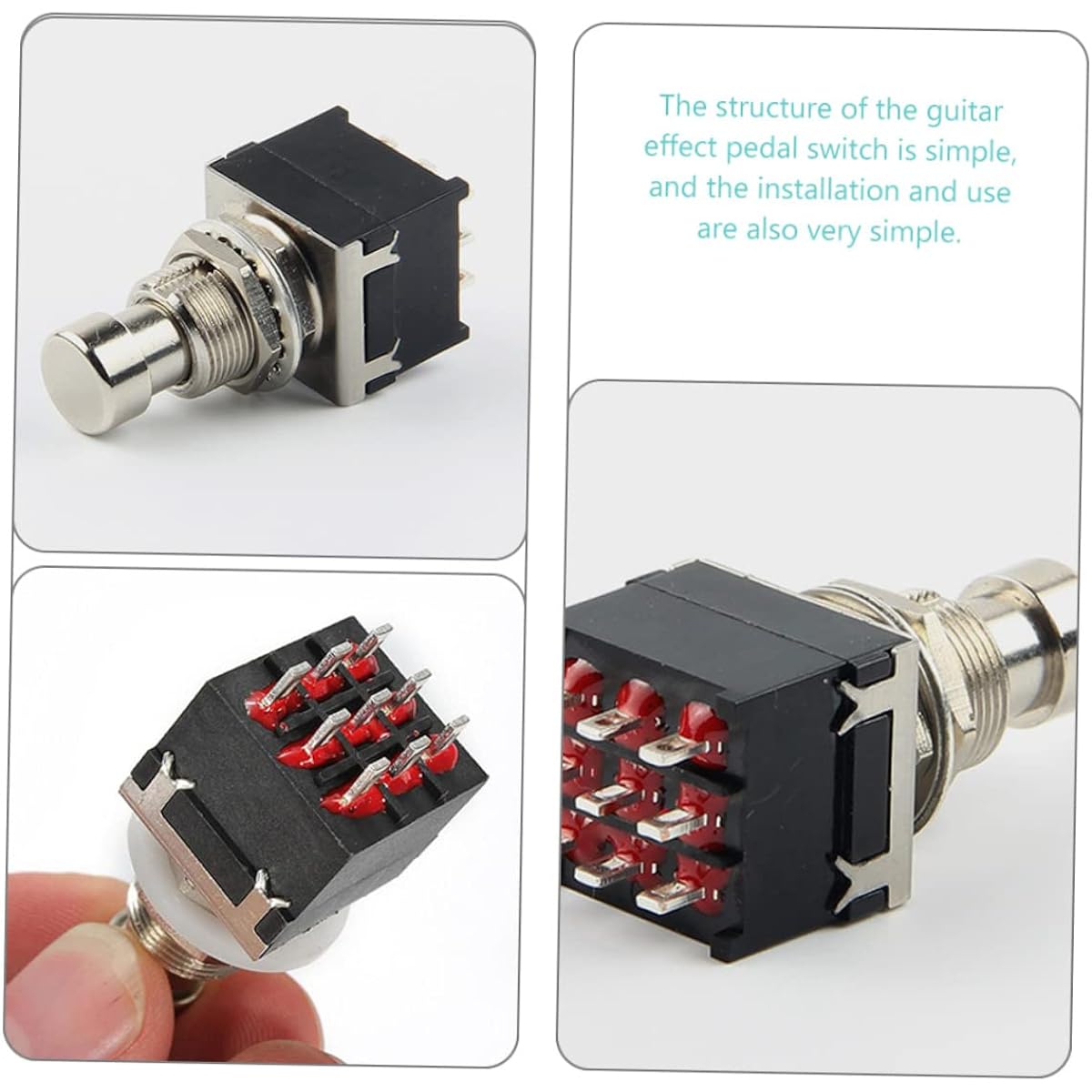 Vaguelly 20pcs Effector Switch Guitar Effector Metal Switch Guitar Effector Button Acoustic Guitar Foot Switch Push 2 Pedal Button Guitar Parts Dpd