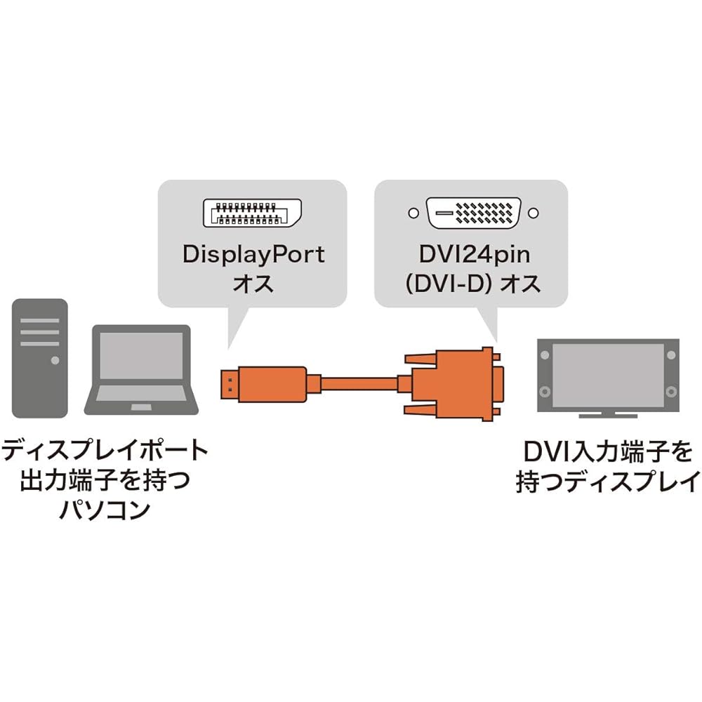 Sanwa Supply DisplayPort to DVI Conversion Cable (DisplayPort Male to DVI Male) 2m Black KC-DPDVA20