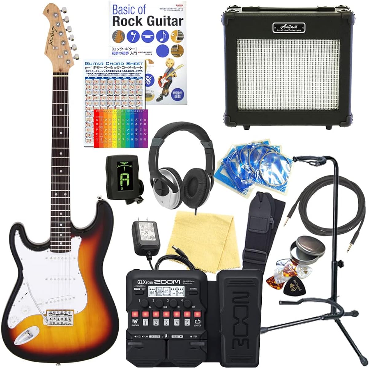 Electric Guitar Left-Handed Beginner Set Stratocaster Type 18-Piece Set Legend LST-Z LH 3TS [ZOOM G1XFour Multi-Effector Included]