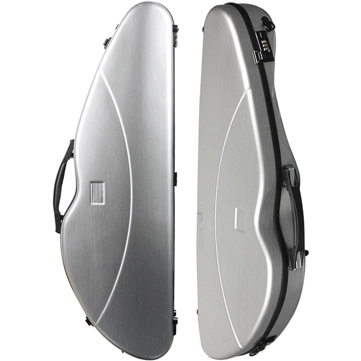 Violin Case 4/4 Full Size Violin Hard Case with Hygrometer Portable Lightweight Violin Case Backpack Carbon Fiber Violin Backpack Basic Professional Triangular Backpack, Silver