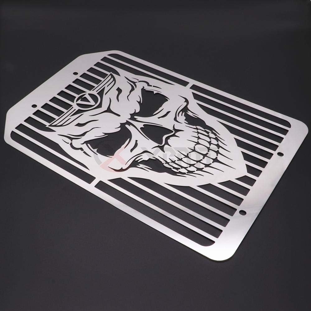 Motorcycle Skull Skeleton Radiator Grille Mesh Water Cooler Cover For Kawasaki Vulcan 1500 1700 VN1500 VN1700 All Years-B Chrome