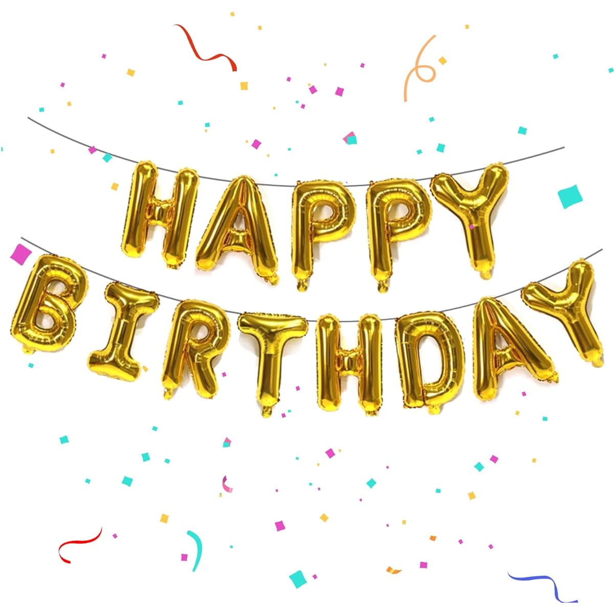 FUNTOOB Gold Happy Birthday Balloon Banner, Happy Birthday Sign Letter Balloon, 16" Happy Birthday Balloons for Boys Girls Adults, Happy Birthday Foil Balloons, Happy Birthday Decorations