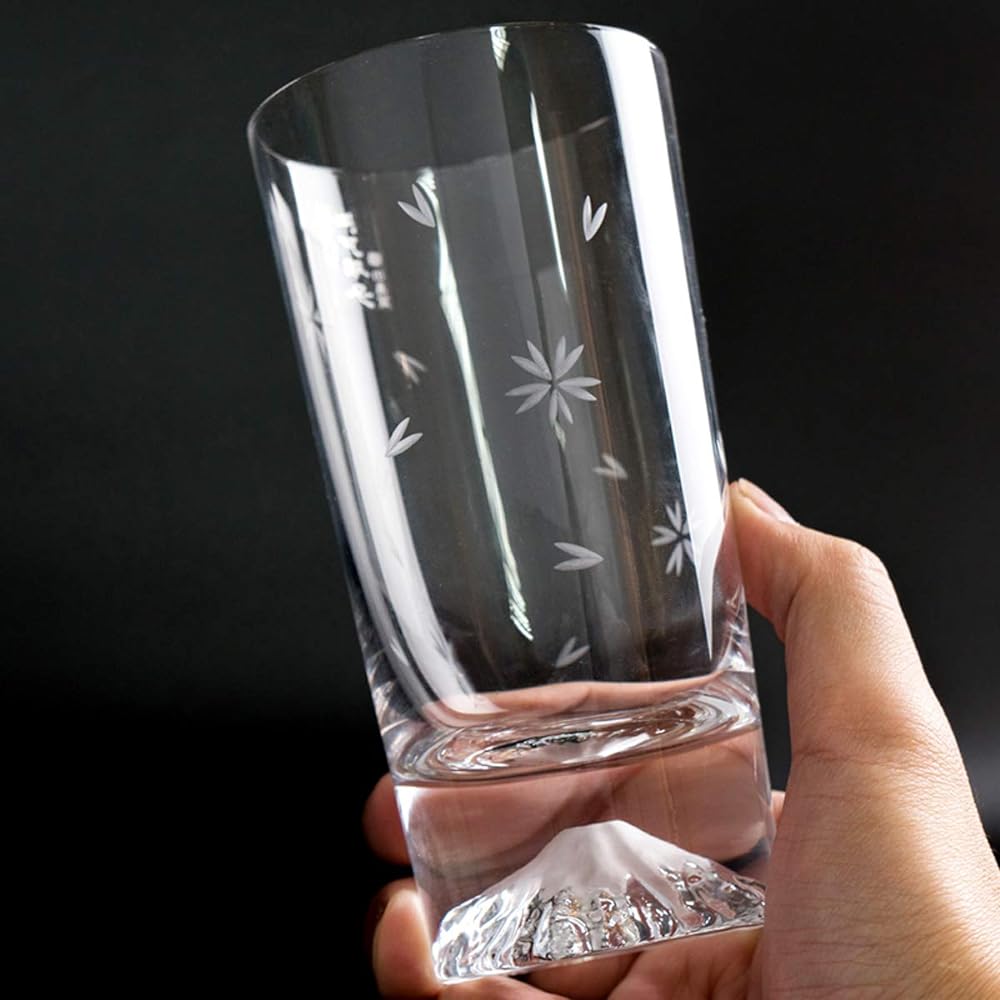 Mt. Fuji Glass Tajima Glass Sakura Fuji Tumbler Glass Souvenir Grand Prix Edo Glass Kiriko Mt. Fuji Cherry Blossom Whiskey Glass Rocks Glass Beer Sake Foreign Overseas Souvenir Celebration Gift Present Popular MADE IN JAPAN Souvenir Grand Prix Paulownia