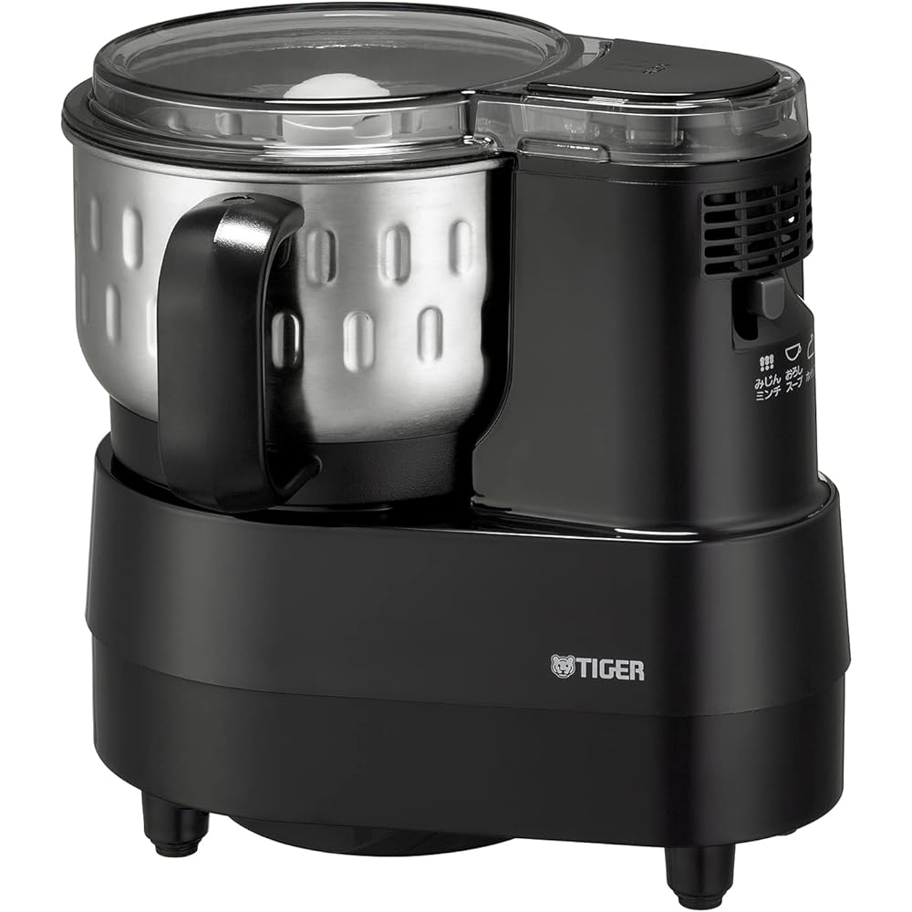 TIGER Food Processor, High Power, 5-in-1, Approximately 40% Noise Reduction, Tritan (Resin) Cup, Dishwasher Safe, Deep Black SKU-A101KD