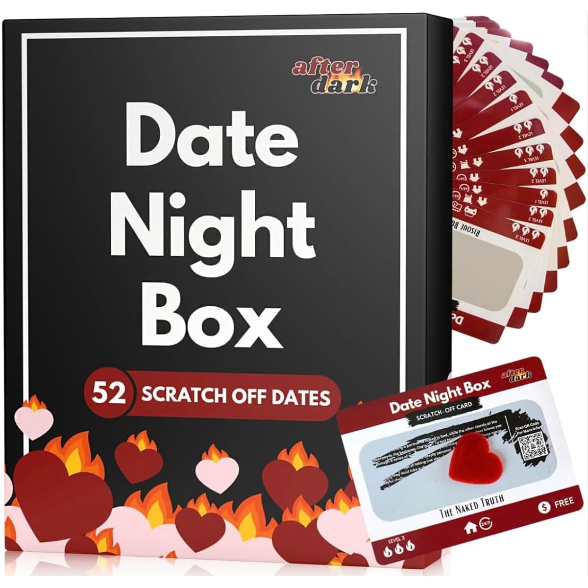 Date Night Box: After Dark - 52 Spicy and Intimate Scratch-Off Date Ideas for Couples - Fun Card Game for Husband, Wife, Boyfriend, Girlfriend - Romantic Gift for Him, Her, Anniversary, Wedding