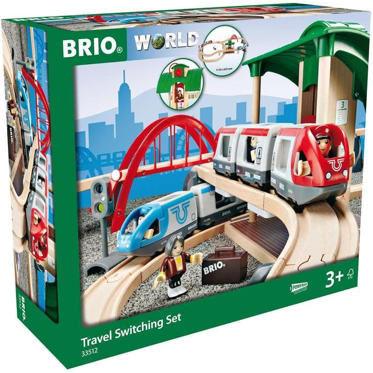 BRIO WORLD Travel Rail Set [42 pieces] Ages 3 and up (Electric train, toy, wooden, rail) 33512