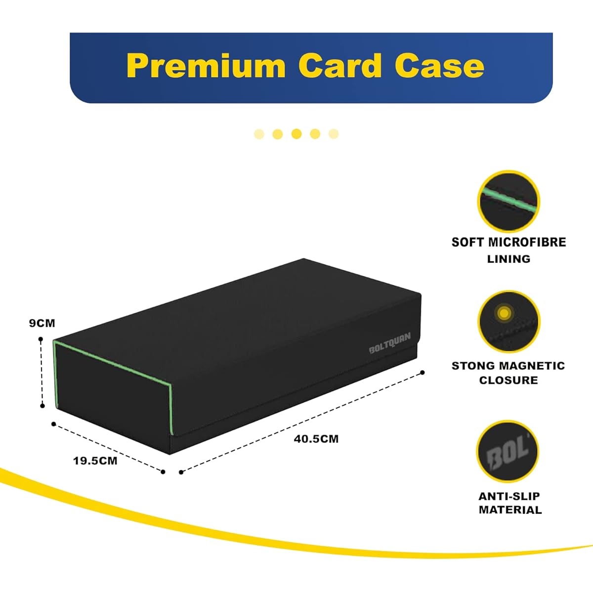 Premium Card Game Deck Storage Box and Playmat Case - Holds Over 550 Double Sleeve Cards - YugiOh/MTG Card Case - Game Card Box with Mat Case and Removable Compartment (Black-Light Green)
