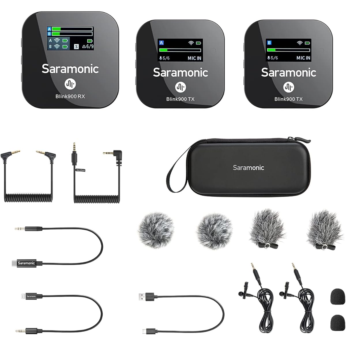 Saramonic 2.4GHz Wireless Lapel Microphone System Ultra-Compact Wireless Lavalier Microphone System Dual Channel for DSLR Cameras, Smartphones, Tablets, Computers for Video Blogging, Mobile Journalism, Interviews