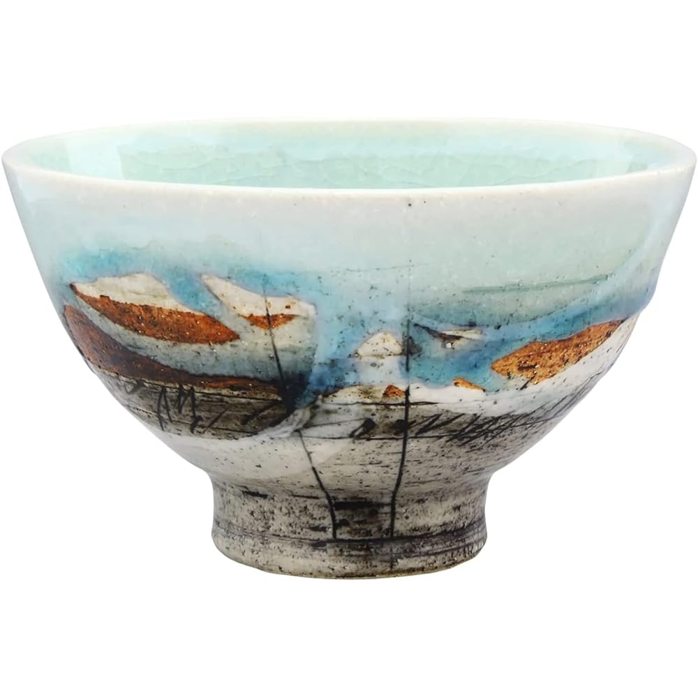 Mino Ware "Hideki Hayashi" Line Engraved Rice Bowl, Tea Bowl, Approximately 12cm Diameter, Tableware Pair Set, Set of 2 (Blue/Peach), Made in Japan, 119-0022p