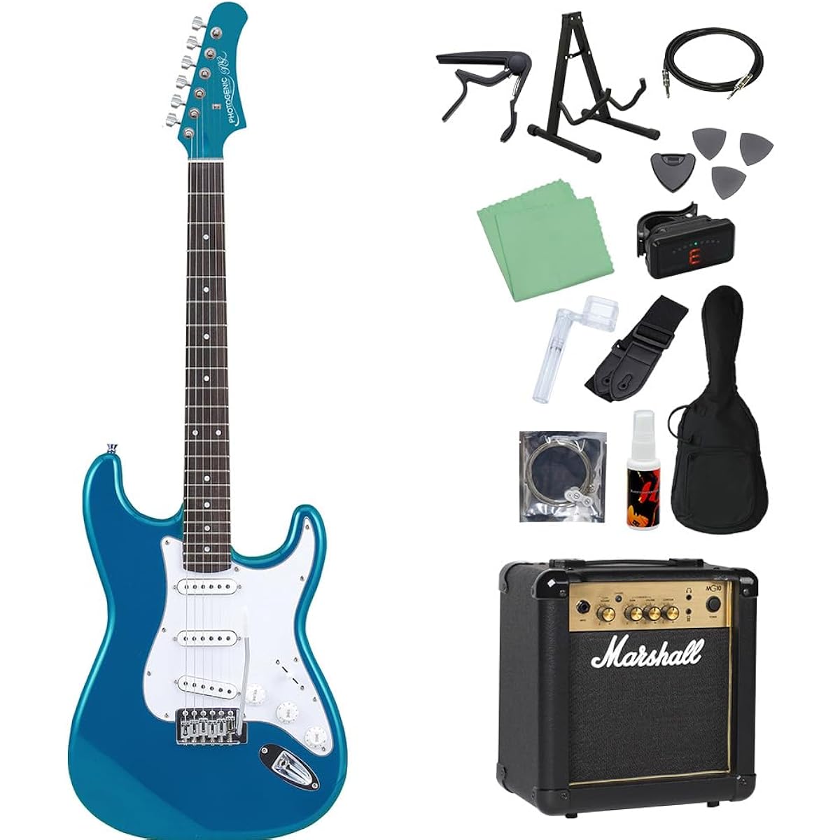 Photogenic ST-180 MBL Electric Guitar Beginner 14-piece Set [Includes MG10] Stratocaster Type Photogenic