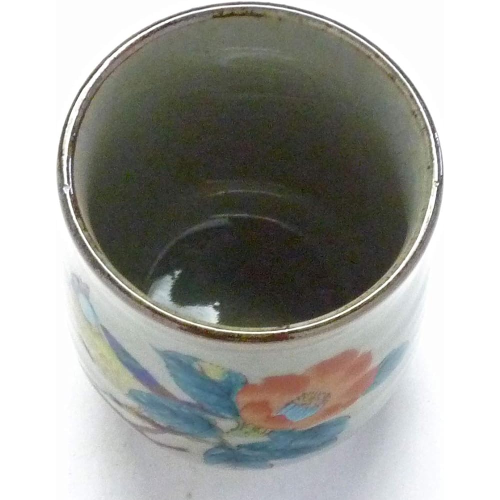 Kutani ware [hot water cup] Small camellia and bird [back picture]