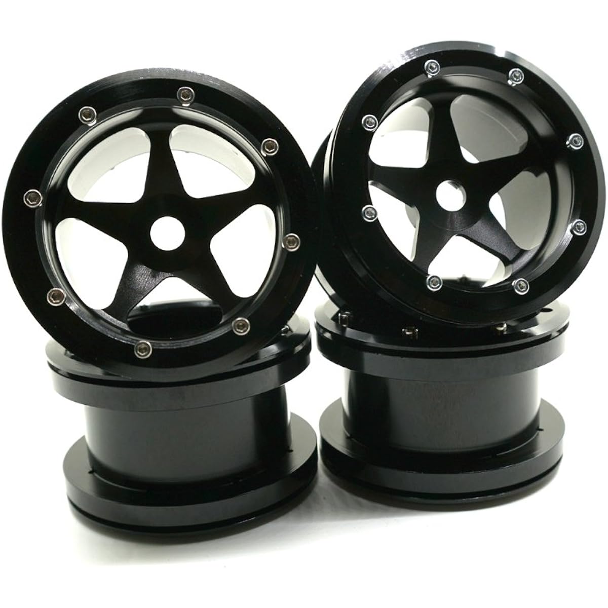 RC Car 2.2 Inch Internal Beadlock Wheels Hub Internal Beadlock Wheels Hub #14 (4 Pieces, Black)